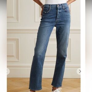 MOTHER Women's Blue Straight Leg Jeans